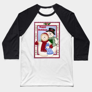 Snowman Snow Family Christmas Baseball T-Shirt